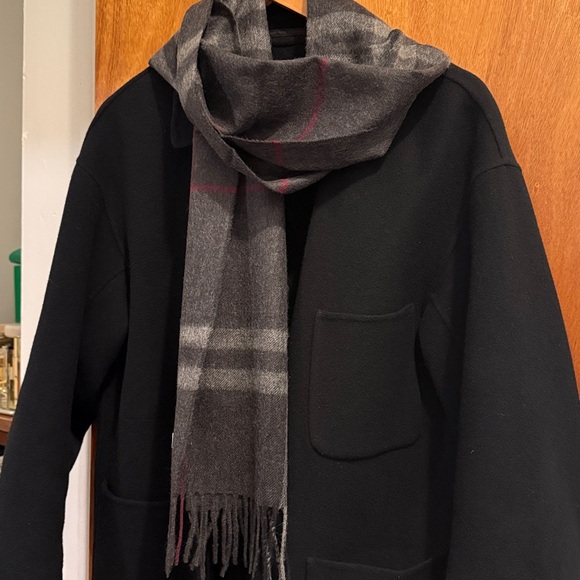Burberry Charcoal and Red Check Scarf - Picture 6 of 6